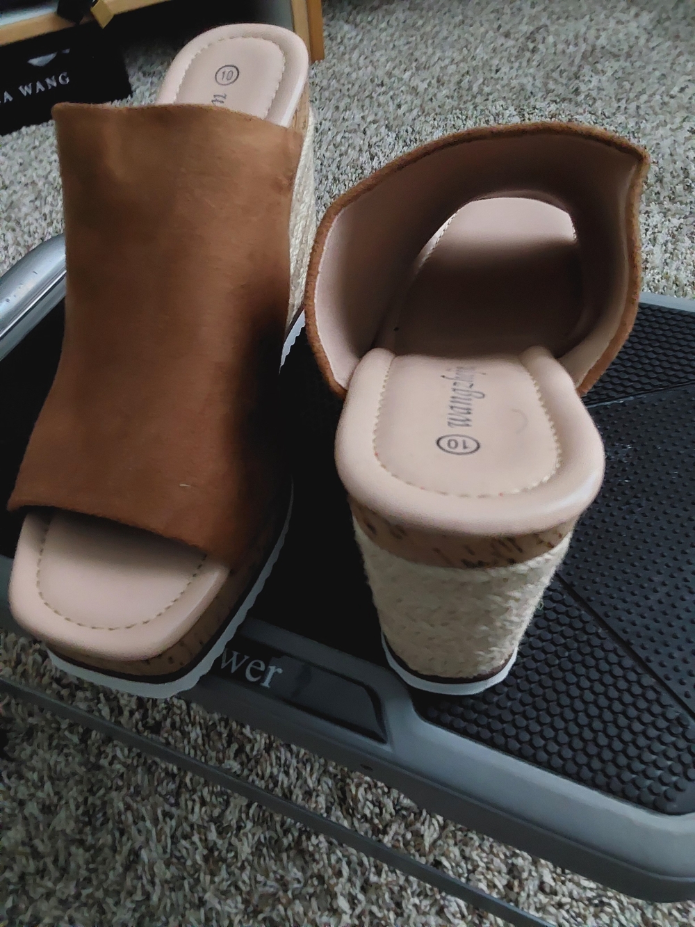 Brown Suede Wedge Slide Heels by Unknown Brand